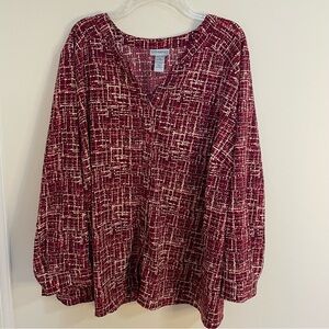 Catherines Burgundy Geometric Patterned Women's Blouse Size 3X